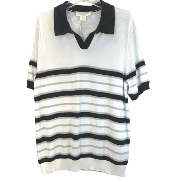 Frederick Anderson Copenhagen Collared V-Neck White Golf Sweater men sz M - Picture 1 of 5